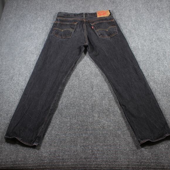 Levi's 501 Jeans Men's 34x32 Black Button Fly Straight Vintage Fade - Picture 2 of 11